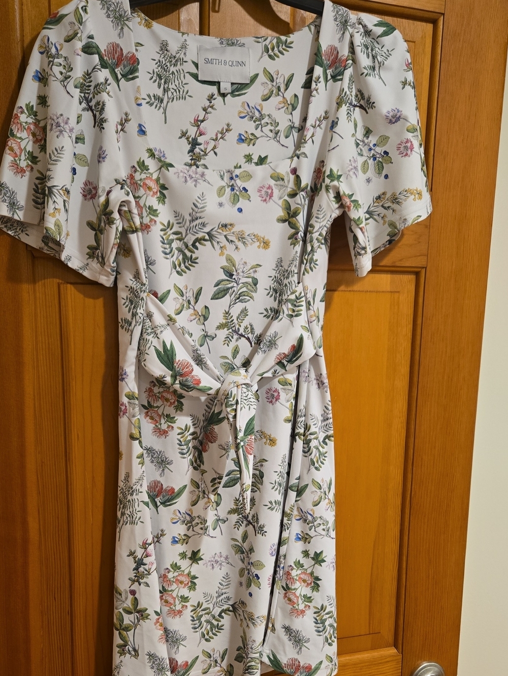 Smith & Quinn White Botanical Tie-Waist Dress